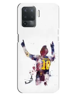 Чехол для OPPO Reno 5 Lite с картинкой «Акварельный Месси Барселона»