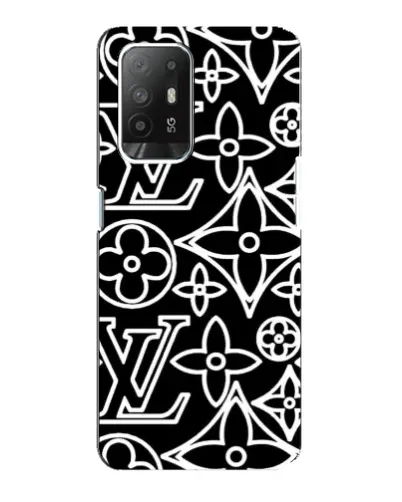 Чехол для OPPO Reno 5z с картинкой «Черно-белый узор LV»