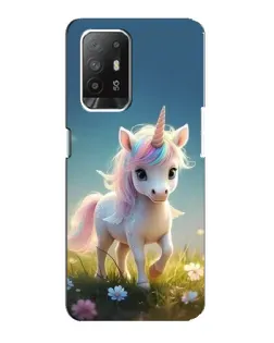Чехол для OPPO Reno 5z с картинкой «Единорог на поляне»