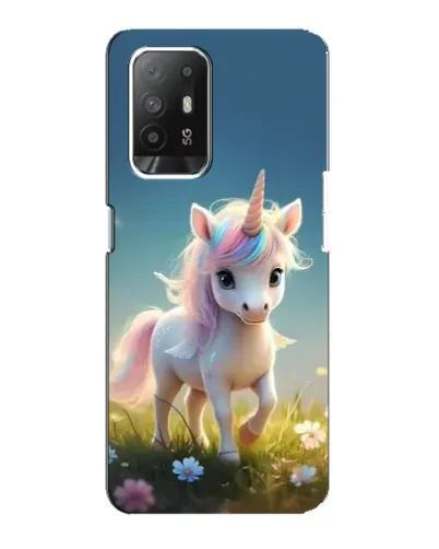 Чехол для OPPO Reno 5z с картинкой «Единорог на поляне»