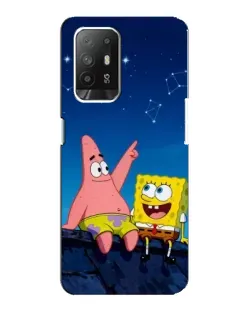 Чехол для OPPO Reno 5z с картинкой «Губка Боб и Патрик ночью»