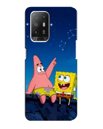 Чехол для OPPO Reno 5z с картинкой «Губка Боб и Патрик ночью»