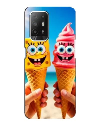 Чехол для OPPO Reno 5z с картинкой «Спанч Боб мороженое»