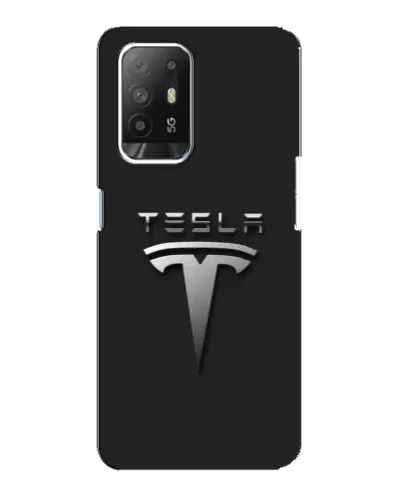 Чехол для OPPO Reno 5z с картинкой «Стальной логотип Tesla»