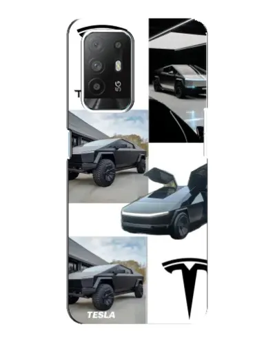 Чехол для OPPO Reno 5z с картинкой «Коллаж Cybertruck Tesla»