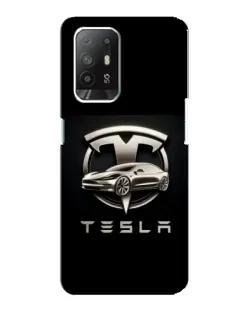 Чехол для OPPO Reno 5z с картинкой «Tesla — серебристое авто»