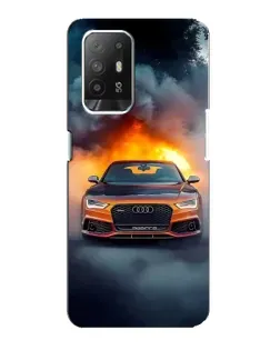 Чехол для OPPO Reno 5z с картинкой «Audi в огненном дыму»