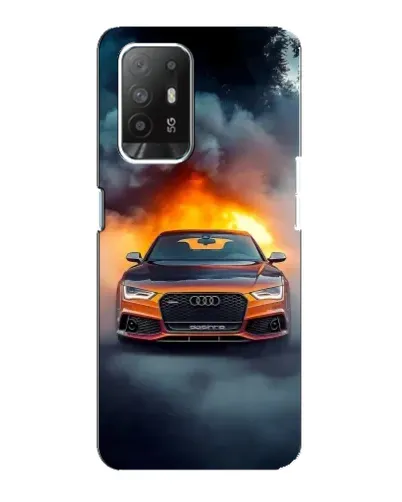 Чехол для OPPO Reno 5z с картинкой «Audi в огненном дыму»