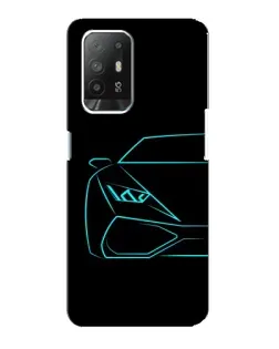 Чехол для OPPO Reno 5z с картинкой «Голубой силуэт Lamborghini»