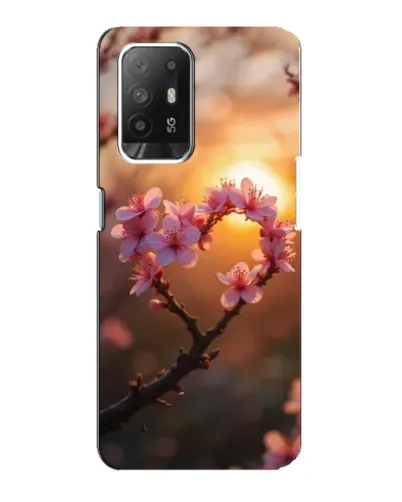 Чехол для OPPO Reno 5z с картинкой «Розовый цвет сердце на фоне заката» Чехол для OPPO Reno 5z с картинкой «Розовый цвет сердце на фоне заката»