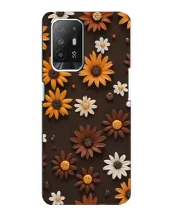 Чехол для OPPO Reno 5z с картинкой «Узор из маленьких подсолнухов»