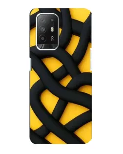 Чехол для OPPO Reno 5z с картинкой «Черное желтое переплетение»