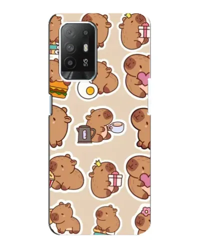 Чехол для OPPO Reno 5z с картинкой «Капибары паттерн»