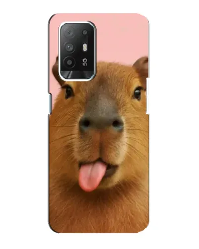 Чехол для OPPO Reno 5z с картинкой «Капибара с языком»