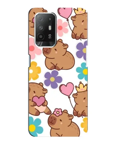 Чехол для OPPO Reno 5z с картинкой «Цветочный паттерн капибар»