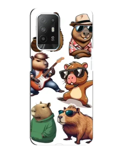 Чехол для OPPO Reno 5z с картинкой «Крутые капибары музыканты»