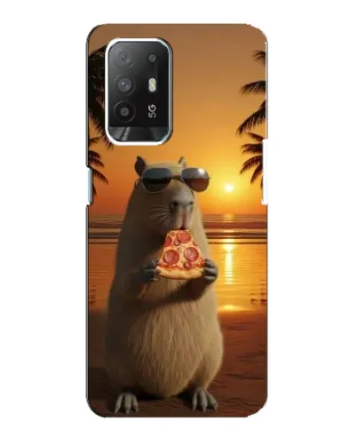 Чехол для OPPO Reno 5z с картинкой «Капибара с пиццей»