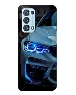 Чехол для OPPO Reno6 Pro Plus 5G с картинкой «Взгляд BMW с синими фарами»