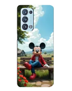 Чехол для OPPO Reno6 Pro Plus 5G с картинкой «Микки на скамейке»