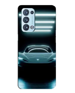 Чехол для OPPO Reno6 Pro Plus 5G с картинкой «Tesla в неоне»