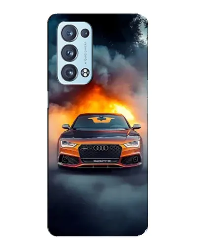 Чехол для OPPO Reno6 Pro Plus 5G с картинкой «Audi в огненном дыму»