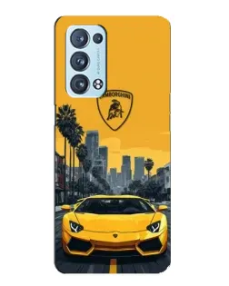 Чехол для OPPO Reno6 Pro Plus 5G с картинкой «Желтый Lamborghini город»