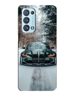 Чехол для OPPO Reno6 Pro 5G с картинкой «BMW в зимнем лесу»