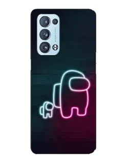 Чехол для OPPO Reno6 Pro 5G с картинкой «Among Us неон-арт»