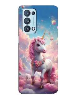 Чехол для OPPO Reno6 Pro 5G с картинкой «Единорог среди облаков»