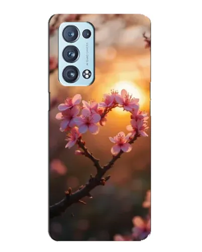 Чехол для OPPO Reno6 Pro 5G с картинкой «Розовый цвет сердце на фоне заката»