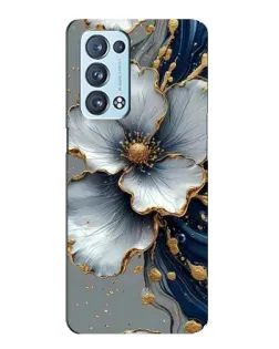 Чехол для OPPO Reno6 Pro 5G с картинкой «Белый цветок и золотой флюид»