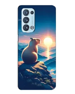 Чехол для OPPO Reno6 Pro 5G с картинкой «Закат солнца с капибарой»