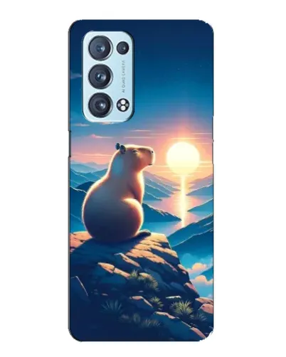 Чехол для OPPO Reno6 Pro 5G с картинкой «Закат солнца с капибарой»