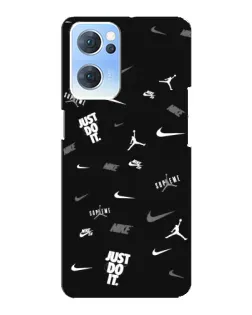 Чехол для OPPO Reno7 5G с картинкой «Nike Black Pattern»