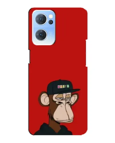 Чехол для OPPO Reno7 5G с картинкой «Bored Ape — красный фон»