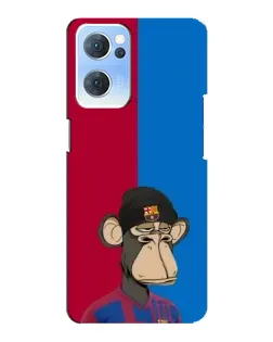 Чехол для OPPO Reno7 5G с картинкой «Bored Ape — фанат Барсы»