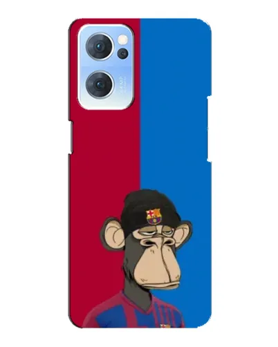 Чехол для OPPO Reno7 5G с картинкой «Bored Ape — фанат Барсы»