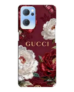 Чехол для OPPO Reno7 5G с картинкой «Gucci — бордовые розы»