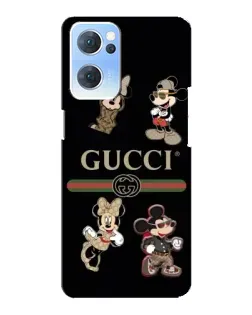 Чехол для OPPO Reno7 5G с картинкой «Gucci — герои Disney и монограмма»