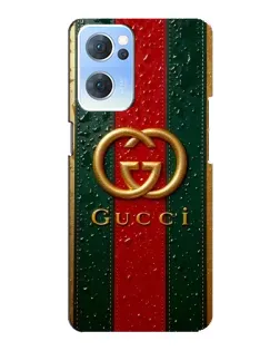 Чехол для OPPO Reno7 5G с картинкой «Gucci — фирменная полоса и золото»
