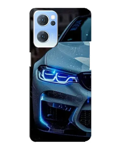 Чехол для OPPO Reno7 5G с картинкой «Взгляд BMW с синими фарами»