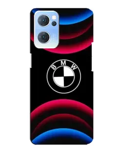 Чехол для OPPO Reno7 5G с картинкой «Логотип BMW и неоновые дуги»