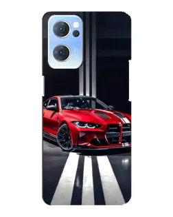 Чехол для OPPO Reno7 5G с картинкой «Красная BMW на дороге»
