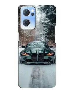 Чехол для OPPO Reno7 5G с картинкой «BMW в зимнем лесу»