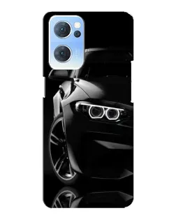 Чехол для OPPO Reno7 5G с картинкой «Черная BMW — профиль»