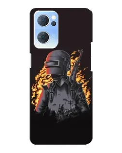 Чехол для OPPO Reno7 5G с картинкой «PUBG — огненный силуэт»