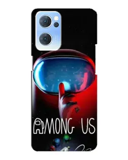 Чехол для OPPO Reno7 5G с картинкой «Красный импостер — макро» Чехол для OPPO Reno7 5G с картинкой «Красный импостер — макро»