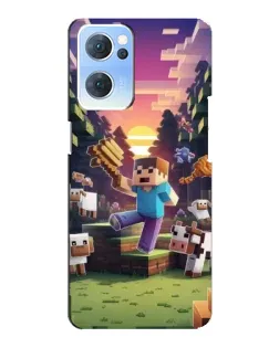 Чехол для OPPO Reno7 5G с картинкой «Стив на ферме»