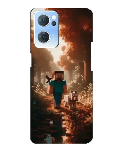 Чехол для OPPO Reno7 5G с картинкой «Стив в лесу»