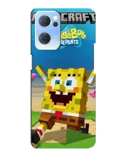 Чехол для OPPO Reno7 5G с картинкой «Губка Боб Minecraft»